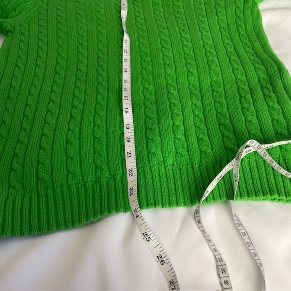 Lauren Ralph Lauren Medium Green Classic Cotton V-Neck Sweater Preppy Classic - Picture 7 of 7
